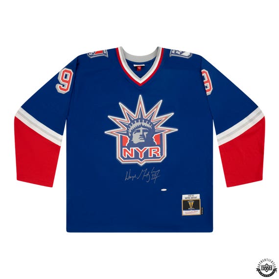 Wayne Gretzky Autographed Vintage Throwback 1996 Navy Mitchell & Ness New York Rangers Alternate Jersey - Miraj Trading