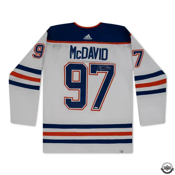 Connor McDavid Autographed White 2023 Adidas Edmonton Oilers Jersey - Miraj Trading