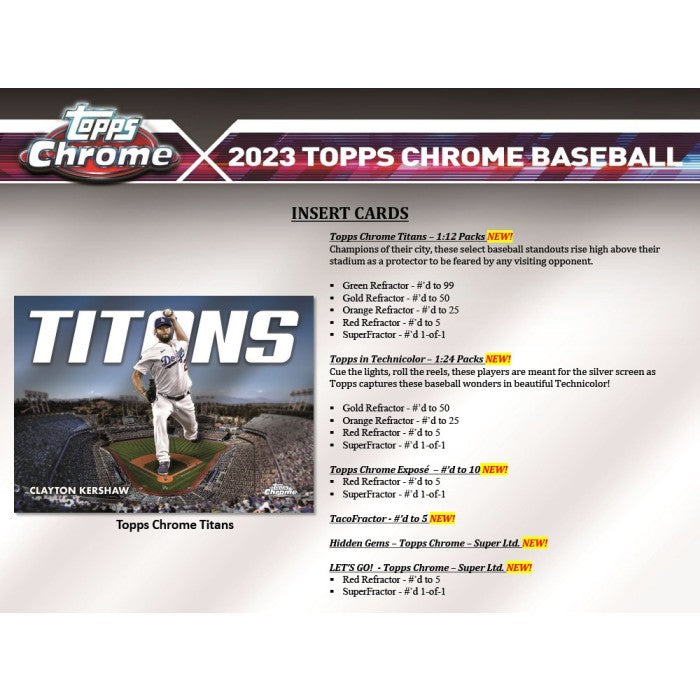 2023 Topps Chrome Baseball Hobby Box (Pre-Order) - Miraj Trading