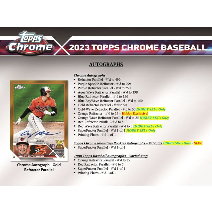 2023 Topps Chrome Baseball Hobby Box (Pre-Order) - Miraj Trading