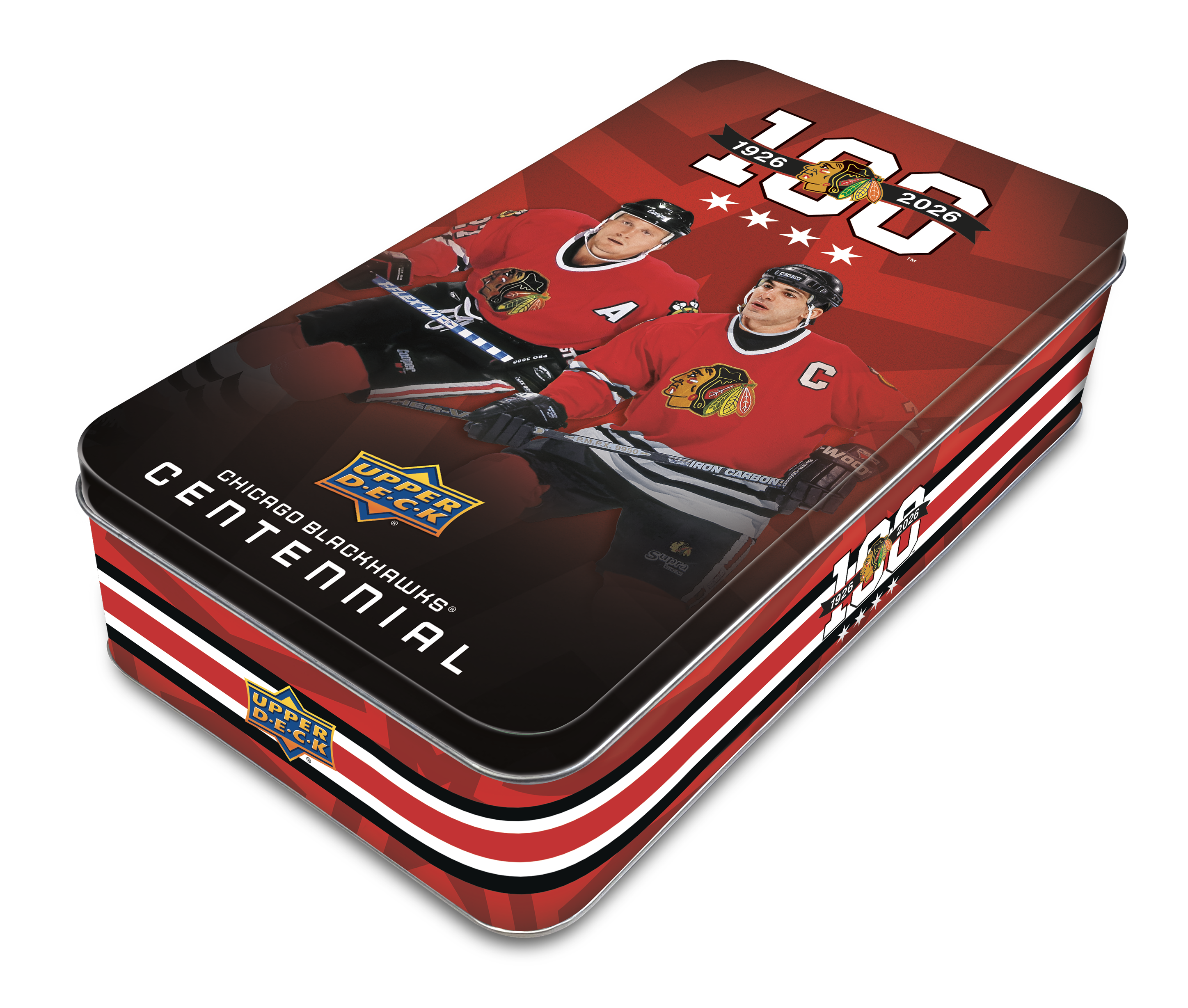 2025-26 Upper Deck Blackhawks Centennial Hobby Case (16 Tins per case) (Pre-Order) - Miraj Trading