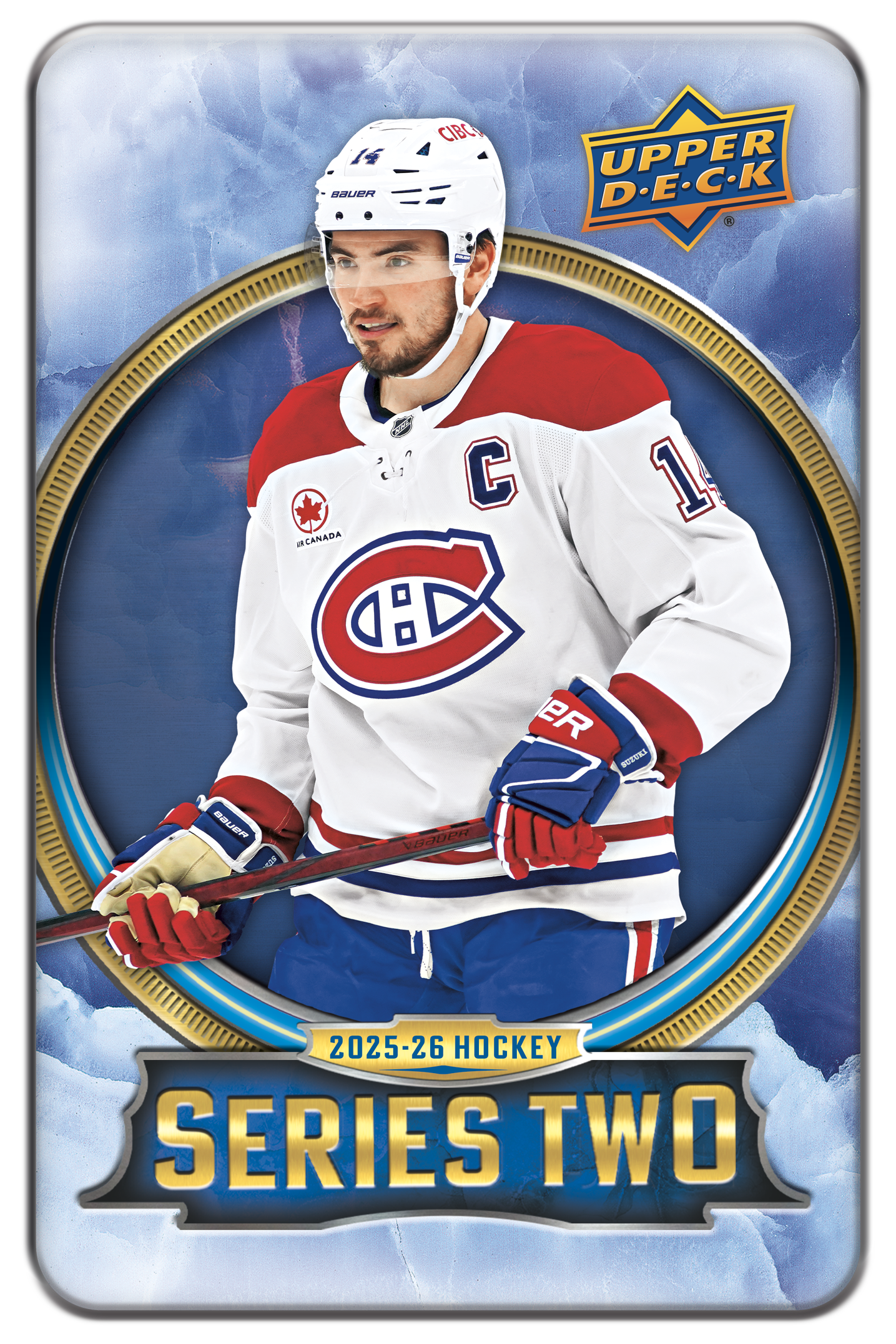 Hockey trading card featuring a player in a Montreal Canadiens uniform with 'Upper Deck' branding.
