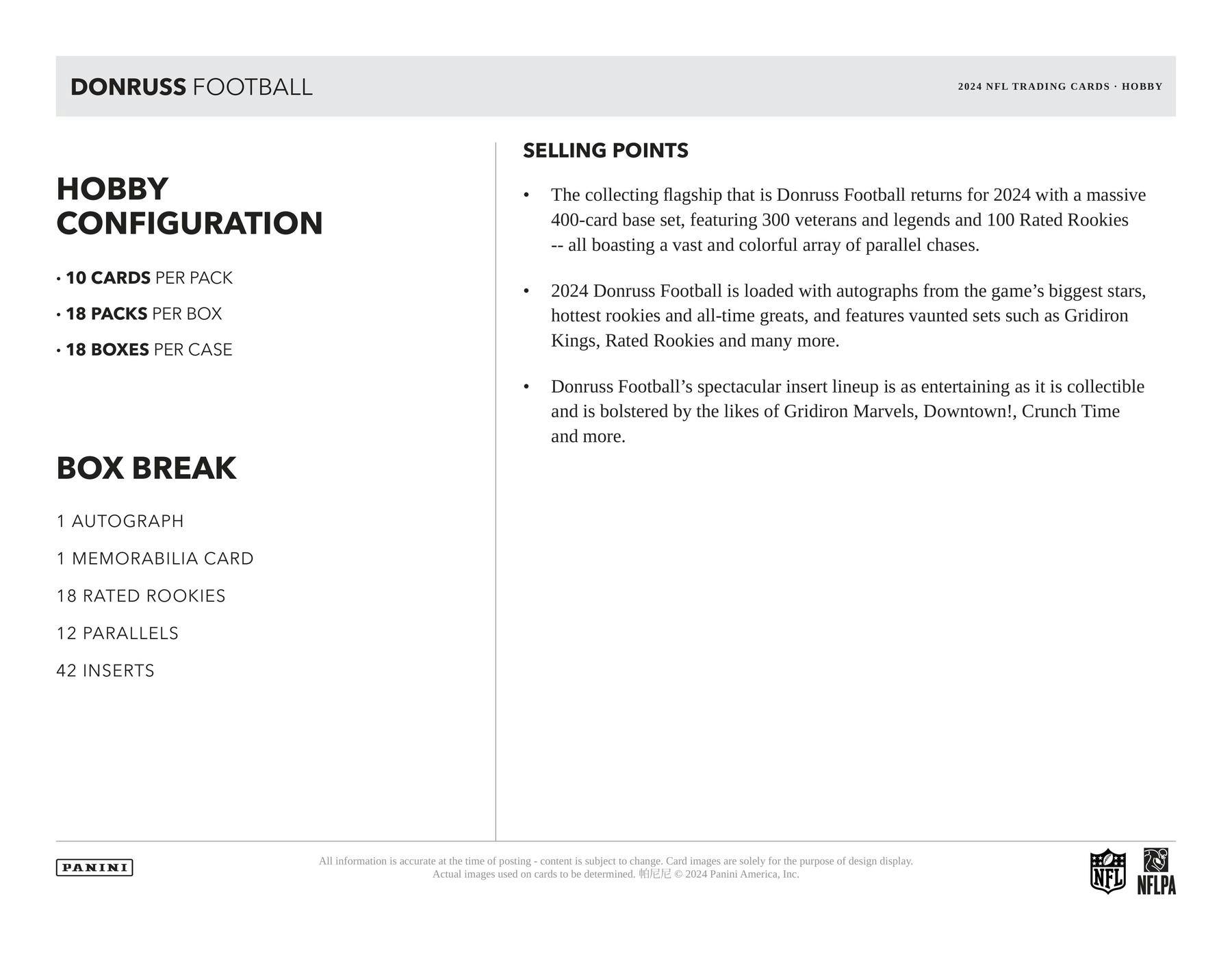 2024 Panini Donruss Football Hobby Box - Miraj Trading