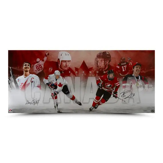 Wayne Gretzky and Connor McDavid Autographed “Legends of Canada” 42 x 18 - Miraj Trading