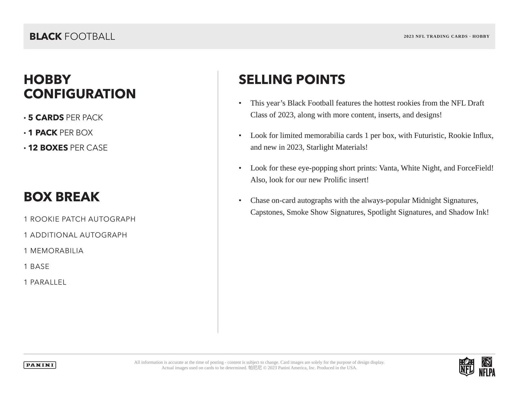 2023 Panini Black Football Hobby Box - Miraj Trading