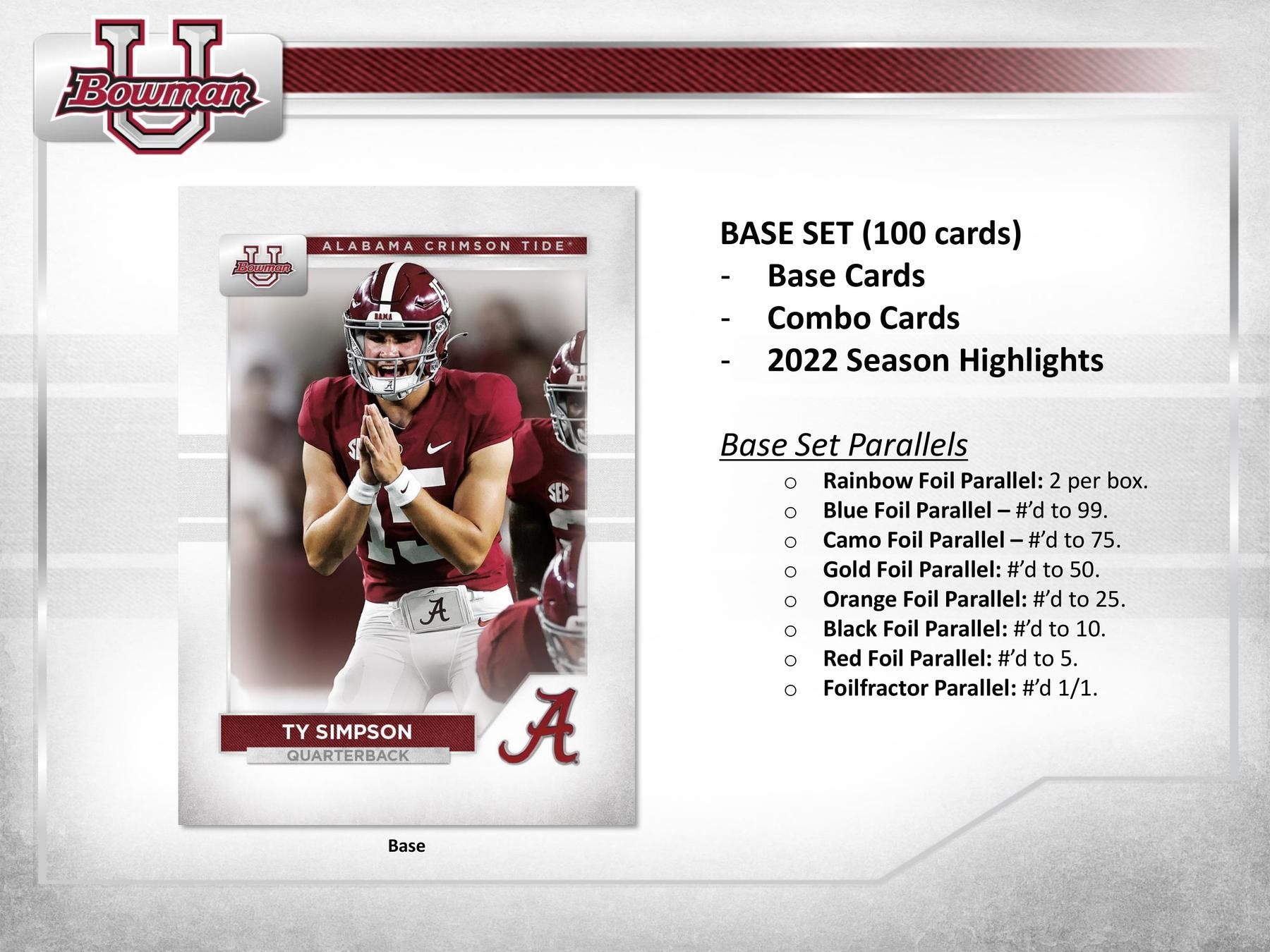 2023 Bowman University Alabama Football Hobby Box (Pre-order) - Miraj Trading