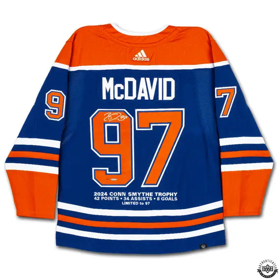 Connor McDavid Autographed 2023-24 Edmonton Oilers Stanley Cup Final Embroidery Blue Authentic Adidas Jersey - Miraj Trading