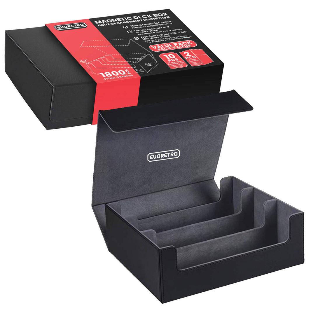 EVORETRO Magnetic Card Deck Storage Box (Holds 1800 Cards)