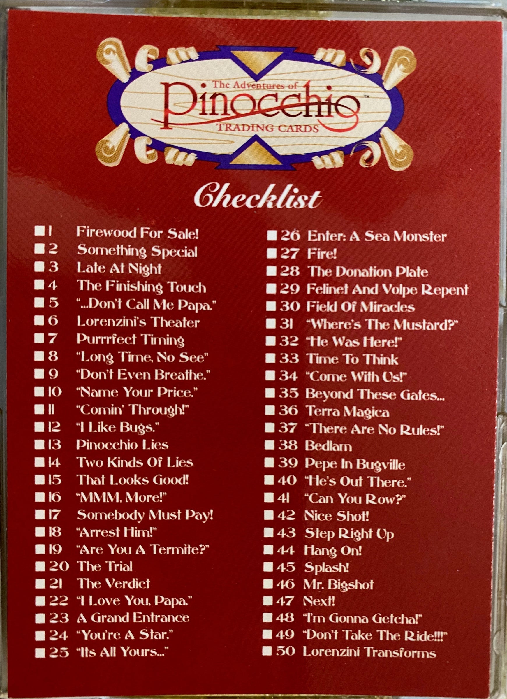 1996 Inkworks The Adventures of Pinocchio Trading Cards Box - Miraj Trading