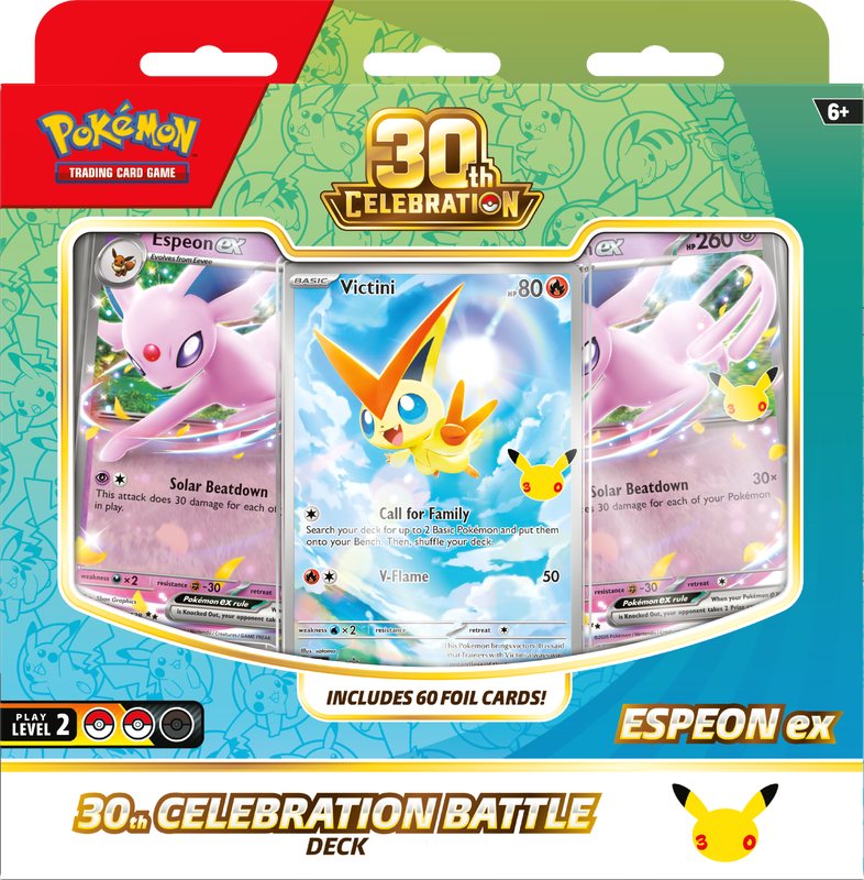 Decks de combat Pokémon 30ème anniversaire Mentali EX / Noctali EX (Précommande)