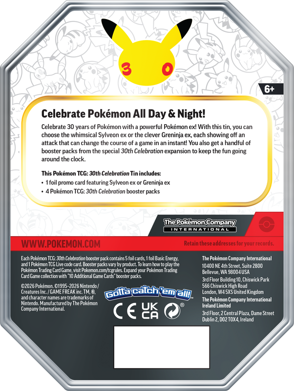 Pokemon 30th Celebration Tin (Pre-Order)