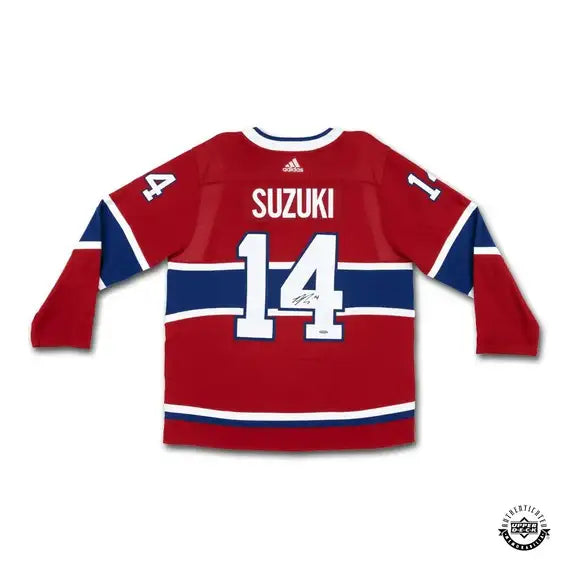 Nick Suzuki Autographed Red Adidas Montreal Canadiens Jersey - Miraj Trading