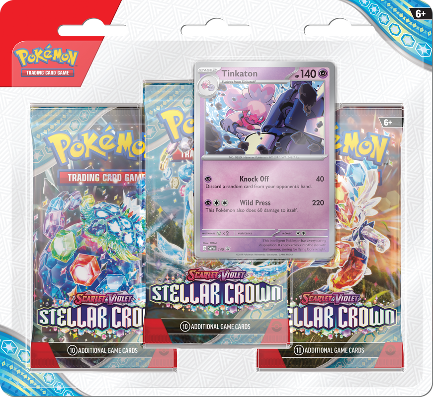 Pokemon Scarlet And Violet Stellar Crown 3 Pack Blister Pack - Miraj Trading