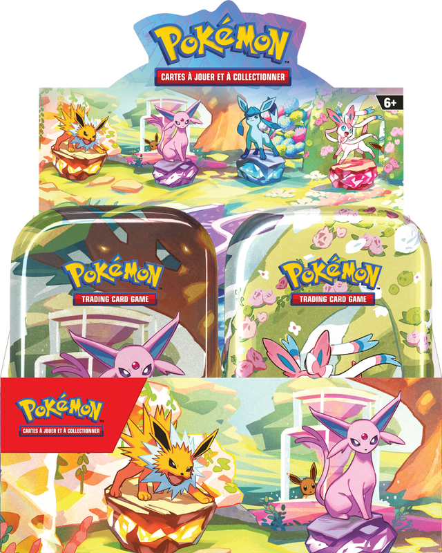 Pokemon Prismatic Evolutions Mini Tins Display Box (French) - Miraj Trading