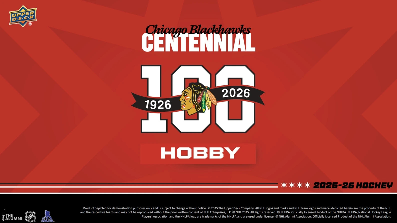 2025-26 Upper Deck Blackhawks Centennial Hobby Case (16 Tins per case) (Pre-Order) - Miraj Trading