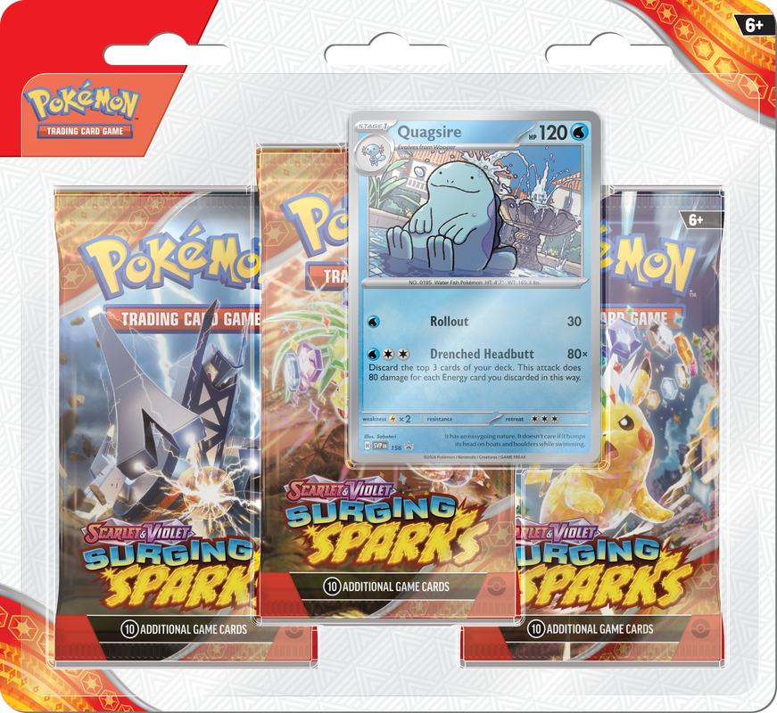 Pokemon Scarlet & Violet Surging Sparks 3 Pack Blister Pack - Miraj Trading