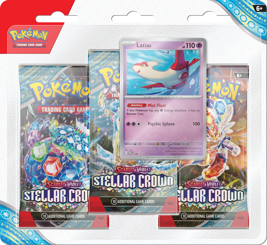 Pokemon Scarlet And Violet Stellar Crown 3 Pack Blister Pack - Miraj Trading