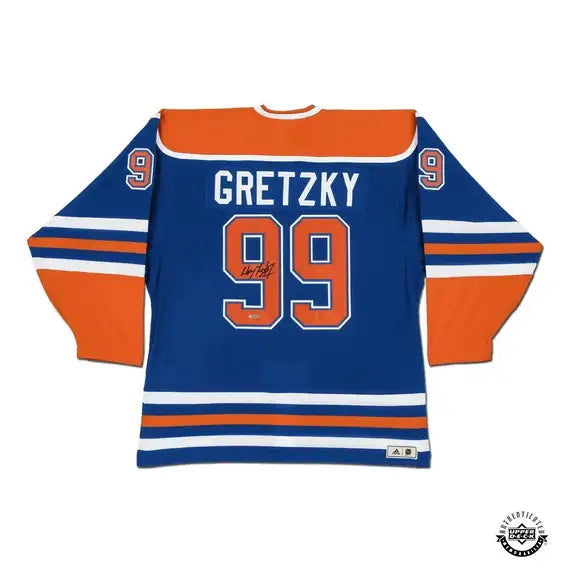 Wayne Gretzky Autographed Edmonton Oilers “Heroes of Hockey” Blue Adidas Jersey - Miraj Trading
