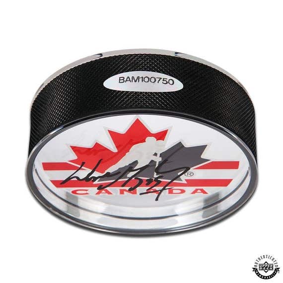 Wayne Gretzky Autographed Team Canada Acrylic Puck - Miraj Trading