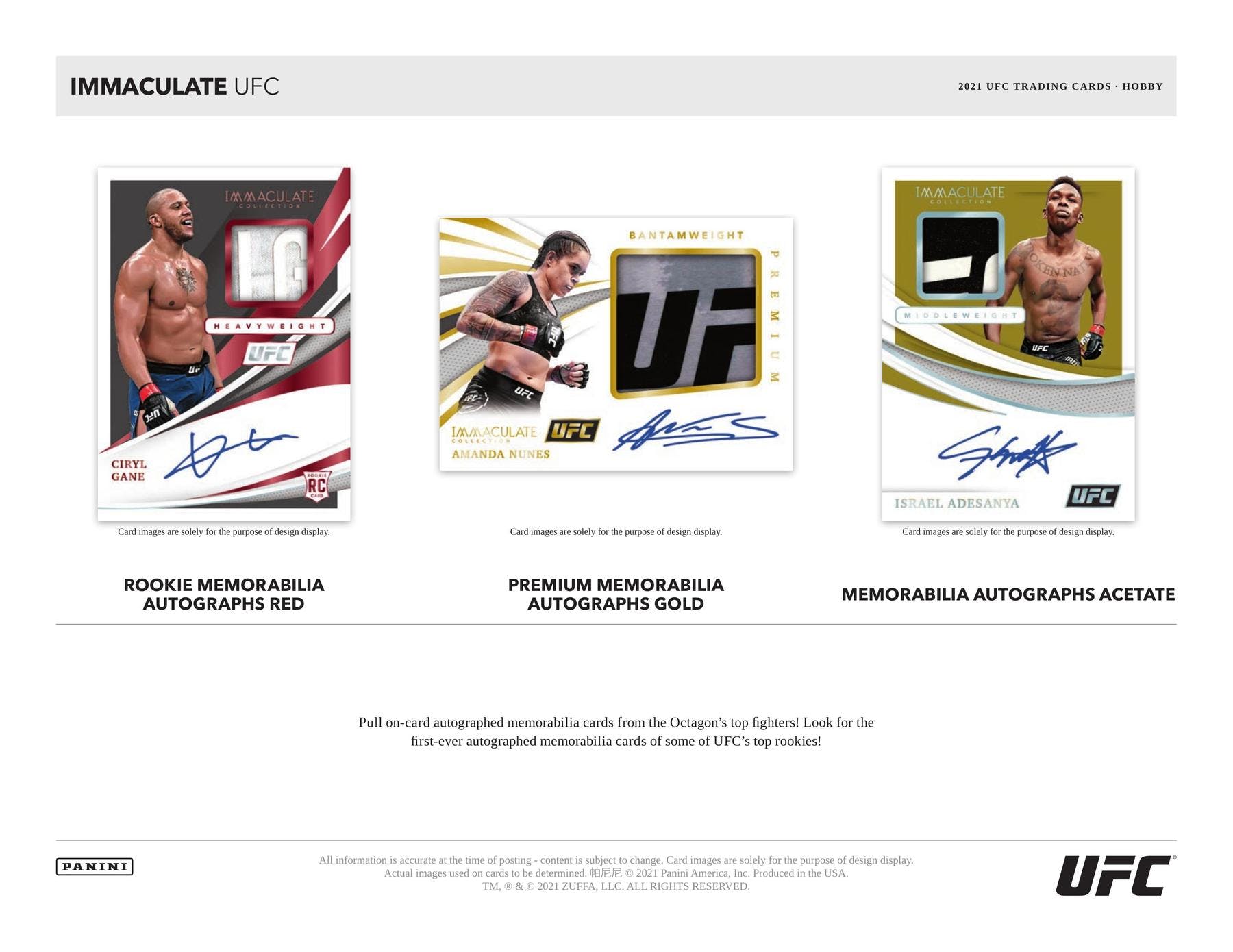 2021 Panini Immaculate UFC Hobby Box - Miraj Trading