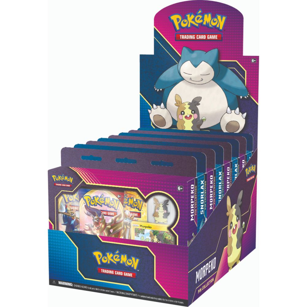 Pokemon Snorlax & Morpeko Pin Collection Display Box (Box of 8) Pokemon Snorlax & Morpeko Pin Collection Display Box (Box of 8)