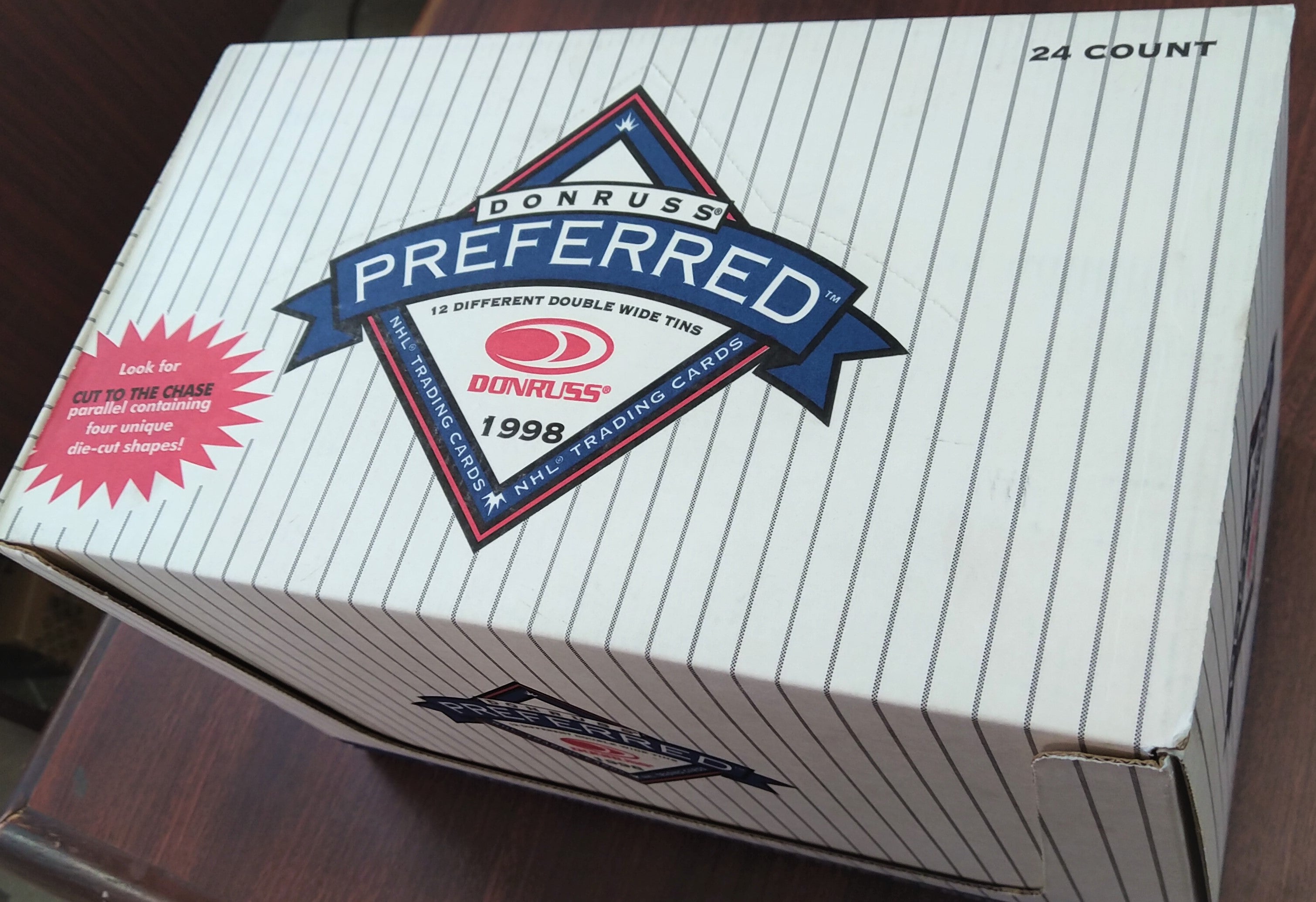 1997-98 Donruss Preferred Precious Metals Hockey Tin Box (24 tins) - BigBoi Cards