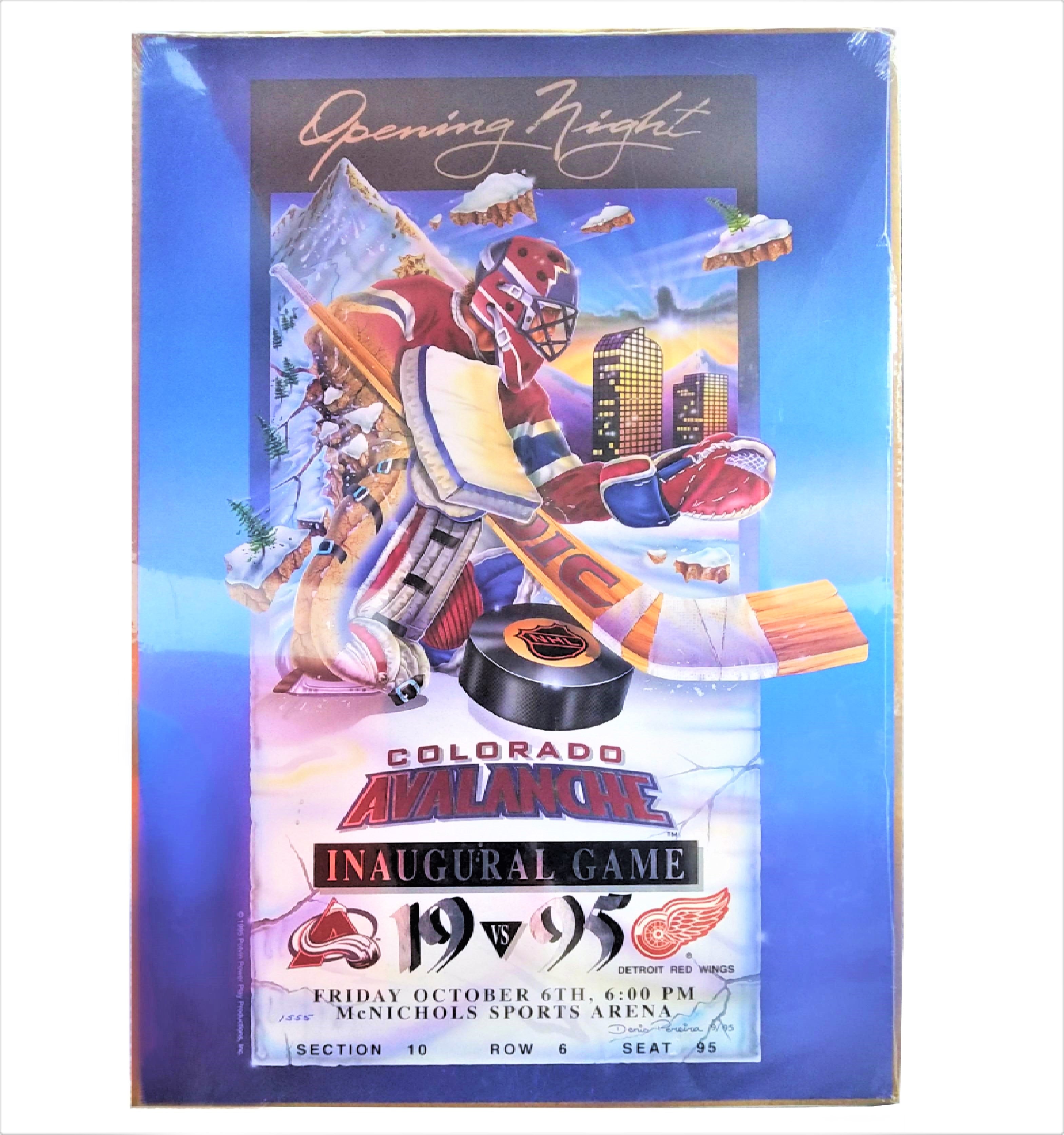 NHL "Opening Night" 1995 Colorado Avalanche Vintage Poster ( Pick Up Only) - Miraj Trading