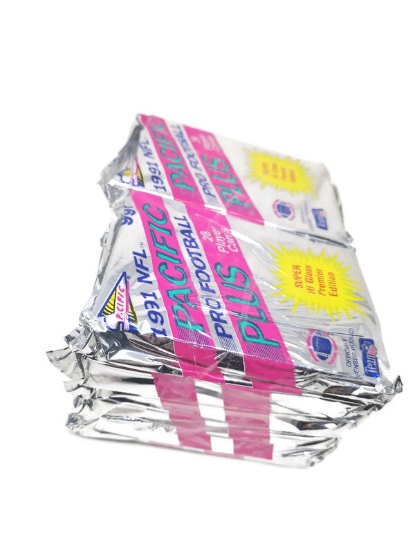 1991 Pacific Pro Football Plus Jumbo Card Packs (Lot of 12 Packs) - Miraj Trading