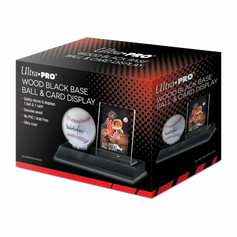 Ultra Pro Wood Black Base Ball & Card Display - BigBoi Cards
