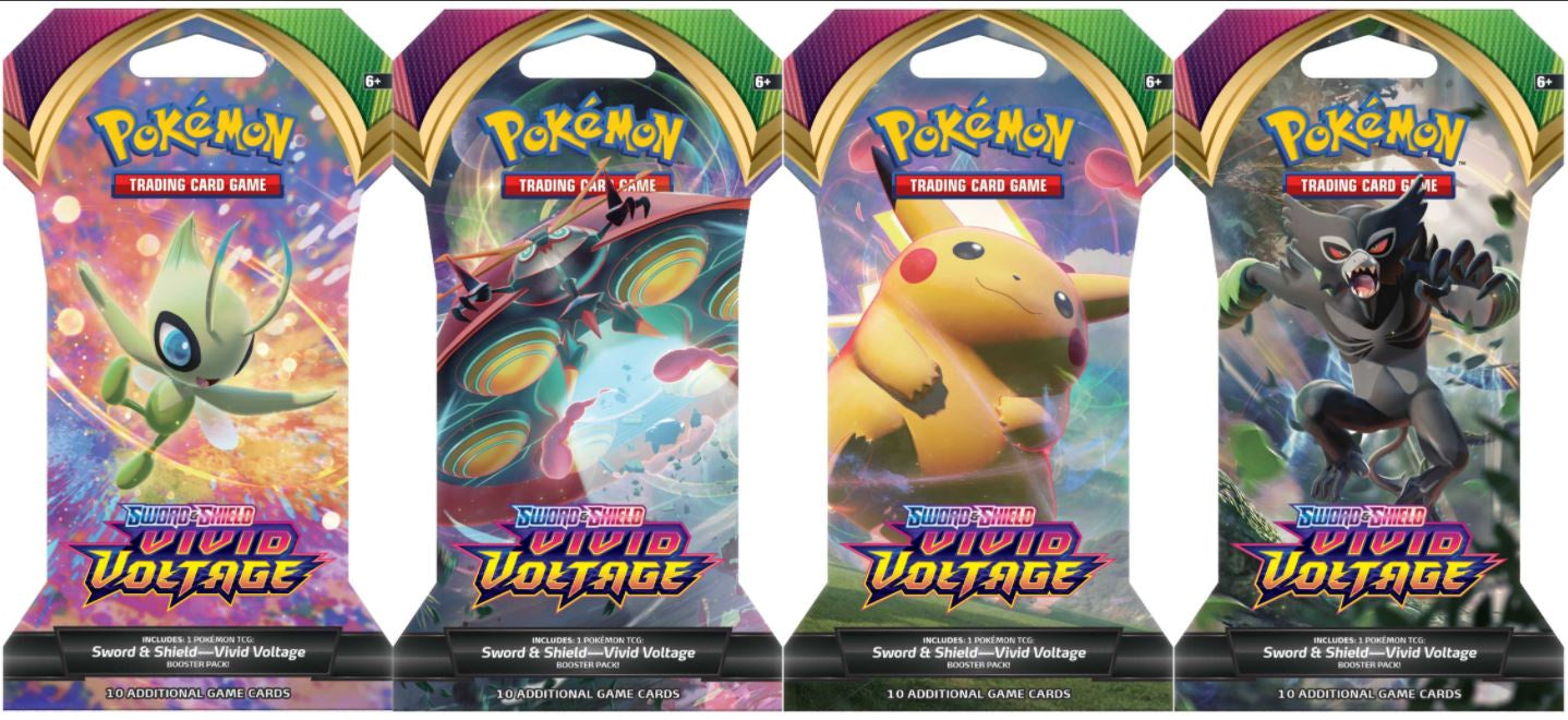pokémon tcg: sword & shield-vivid voltage booster display box Pokemon SWSH4 Vivid Voltage Sleeved Booster Packs (24 packs a lot)