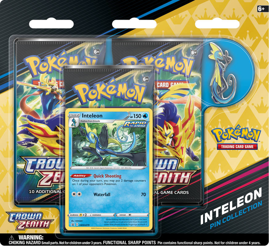 Pokemon Crown Zenith Pin Collection (Cinderace, Rillaboom and Inteleon) - Miraj Trading