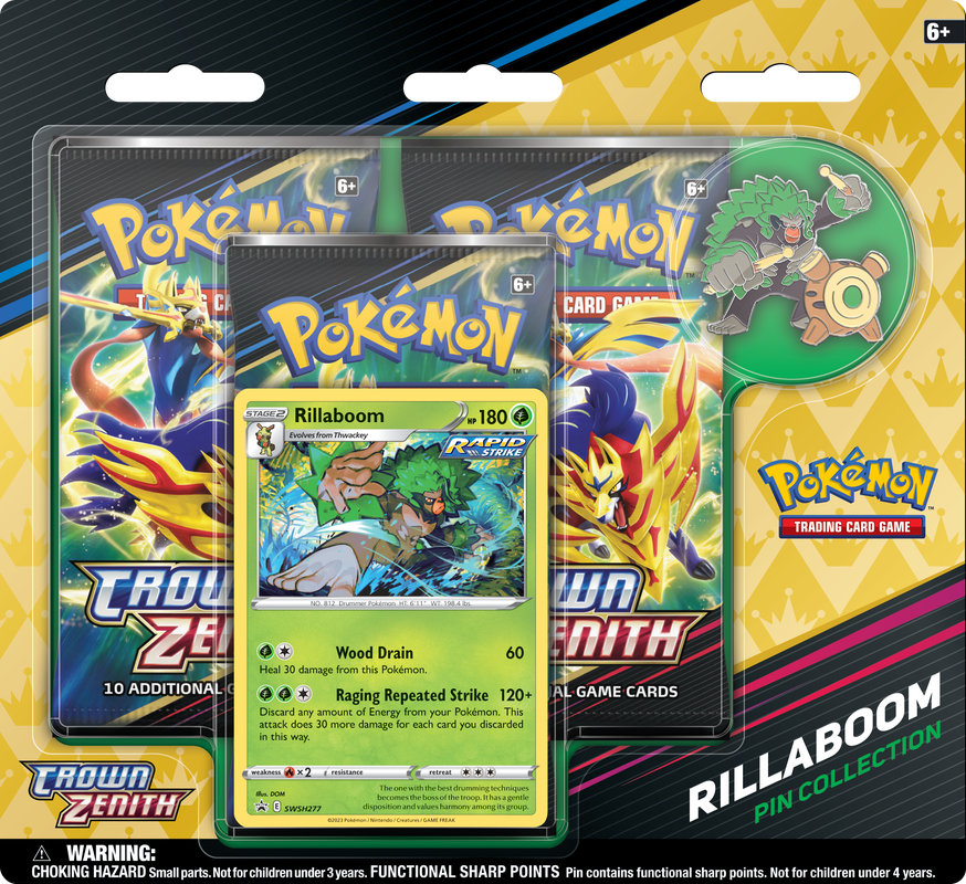 Pokemon Crown Zenith Pin Collection (Cinderace, Rillaboom and Inteleon) - Miraj Trading