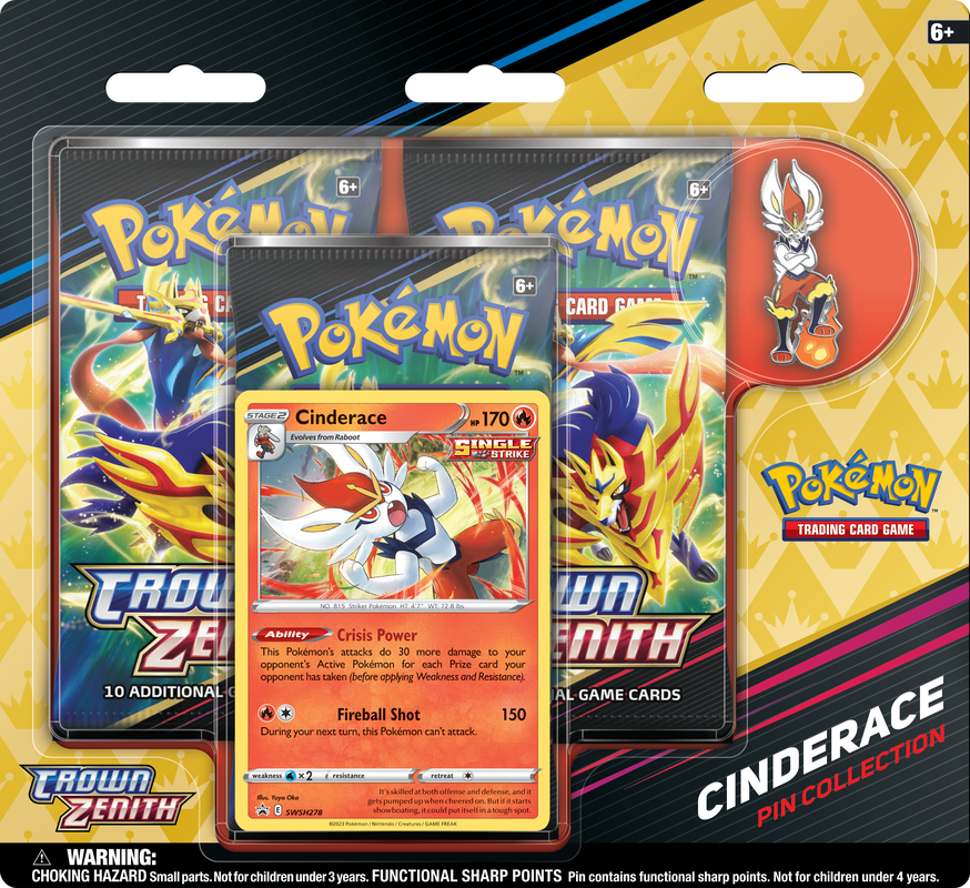 Pokemon Crown Zenith Pin Collection (Cinderace, Rillaboom and Inteleon) - Miraj Trading