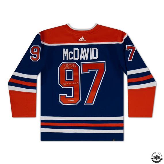 Connor McDavid Autographed & Inscribed “1000 Points 11/14/24” Blue Adidas Edmonton Oilers Jersey - Miraj Trading