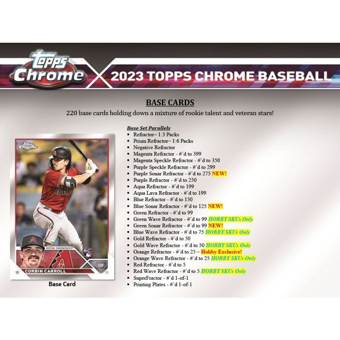 2023 Topps Chrome Baseball Hobby Box (Pre-Order) - Miraj Trading