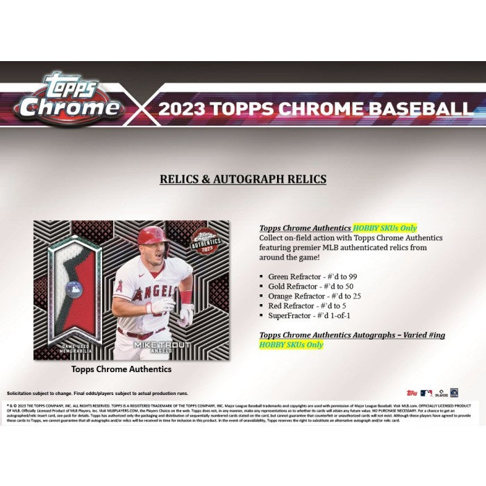 2023 Topps Chrome Baseball Hobby Box (Pre-Order) - Miraj Trading