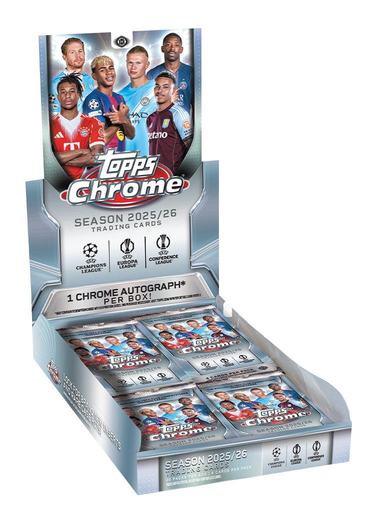 2025-26 Topps Chrome® UEFA Club Competitions Hobby Box (Case of 12) - Miraj Trading