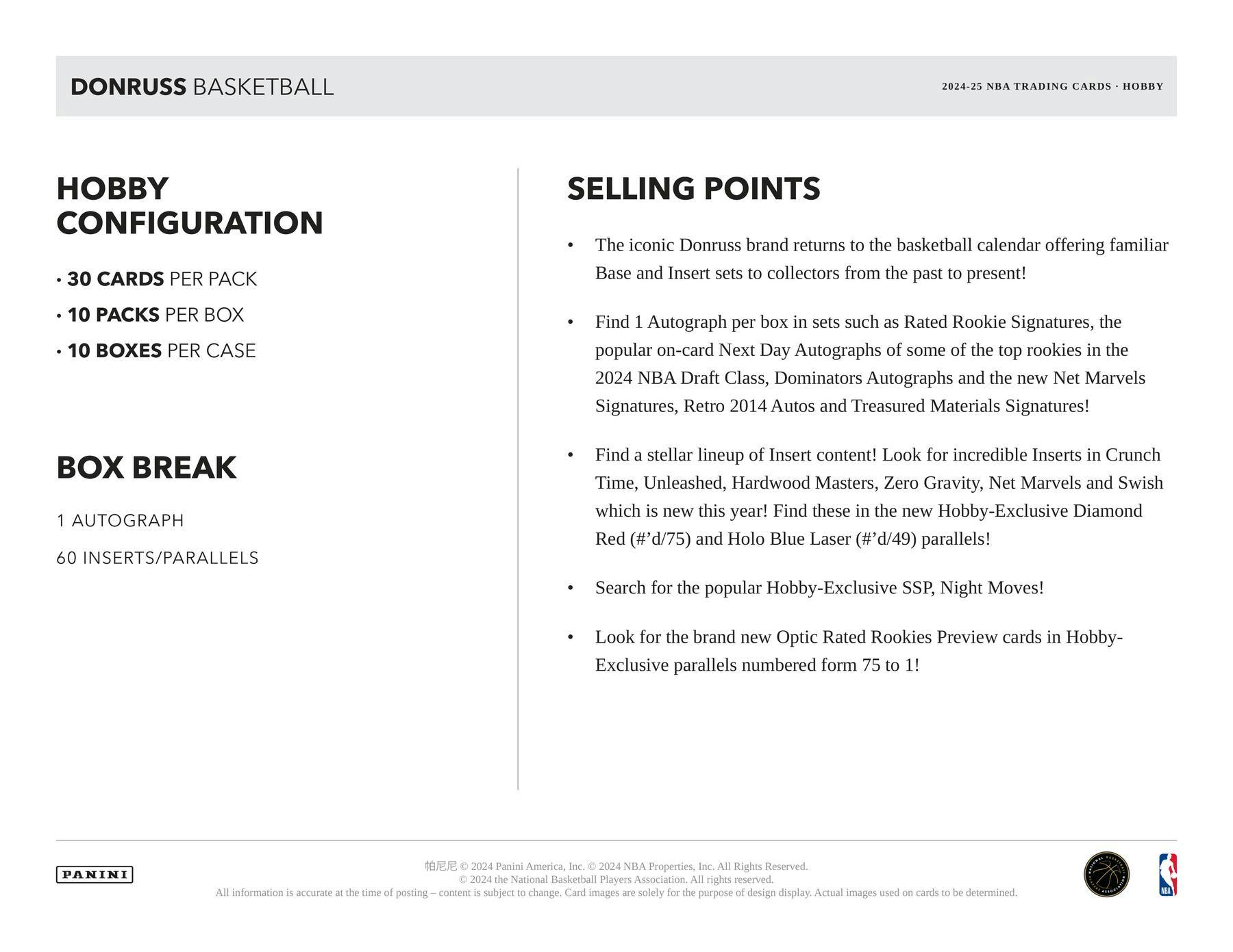 2024-25 Panini Donruss Basketball Hobby Box - Miraj Trading