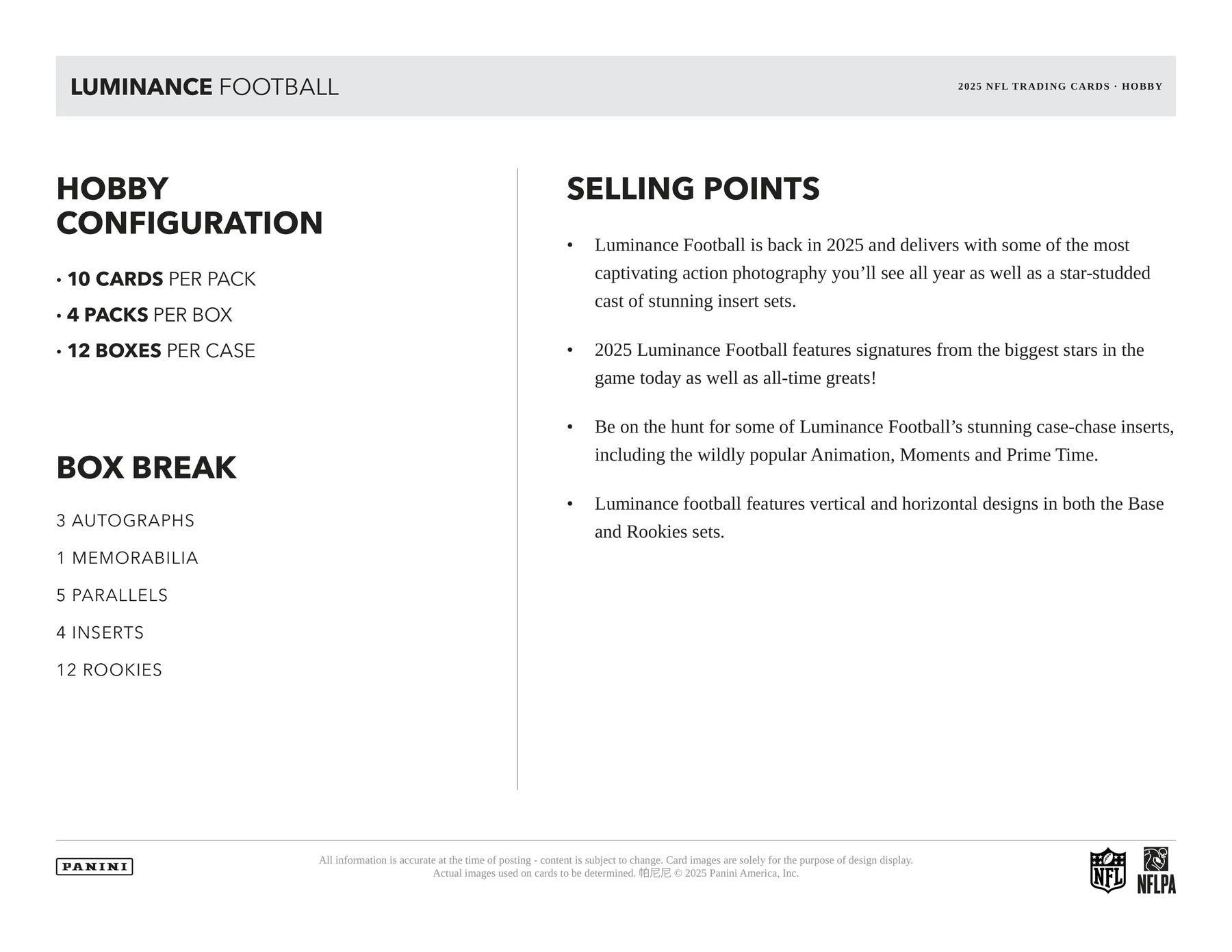 2025 Panini Luminance Football Hobby Box - Miraj Trading