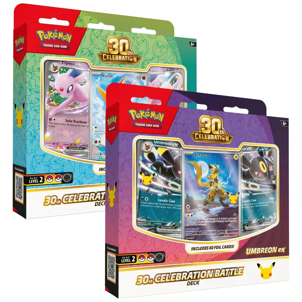 Pokemon 30th Celebration Battle Decks Espeon EX / Umbreon EX (Set of 2)(Pre-Order) - Miraj Trading