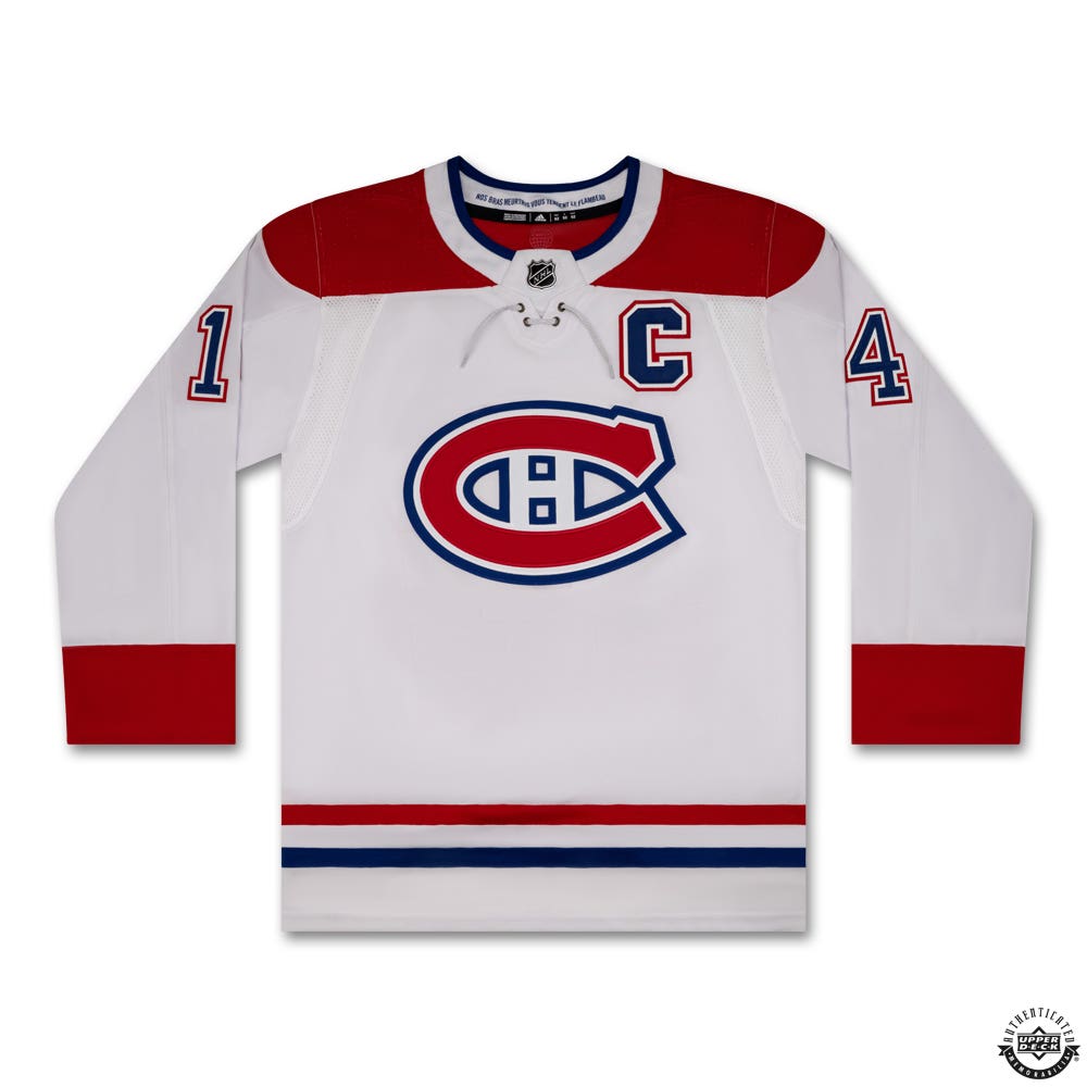 Nick Suzuki Autographed White Adidas Montreal Canadiens Jersey With Captains Patch - Miraj Trading