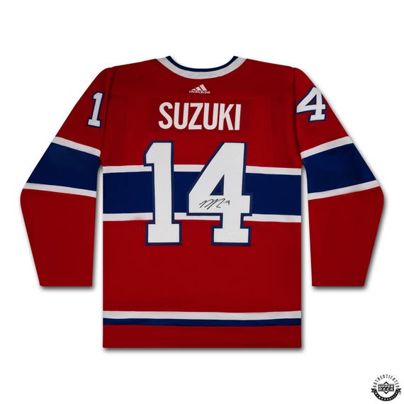 Nick Suzuki Autographed Red Adidas Montreal Canadiens Jersey With Captains Patch - Miraj Trading