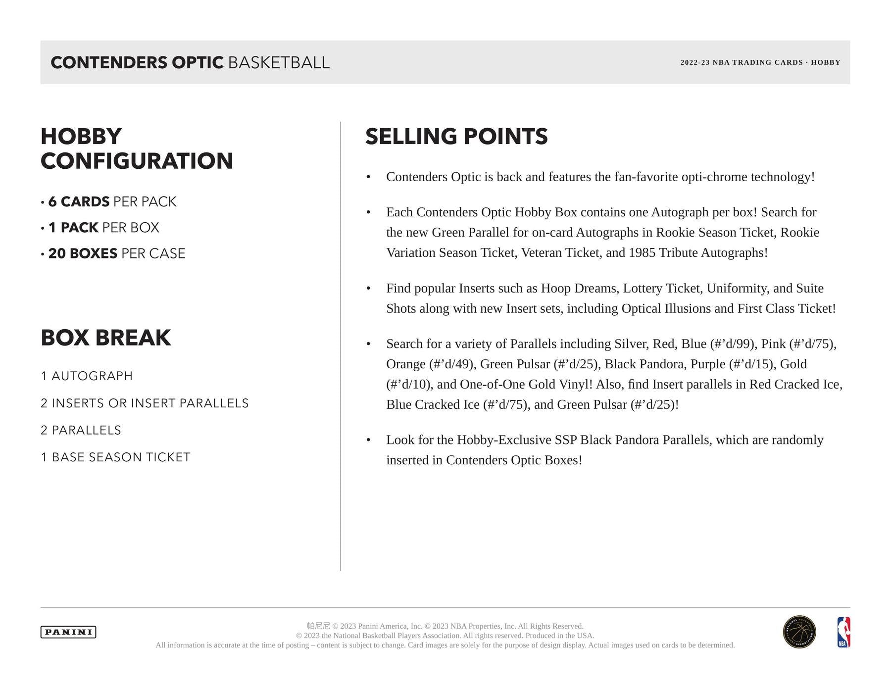 2022-23 Panini Contenders Optic Basketball Hobby Box - Miraj Trading