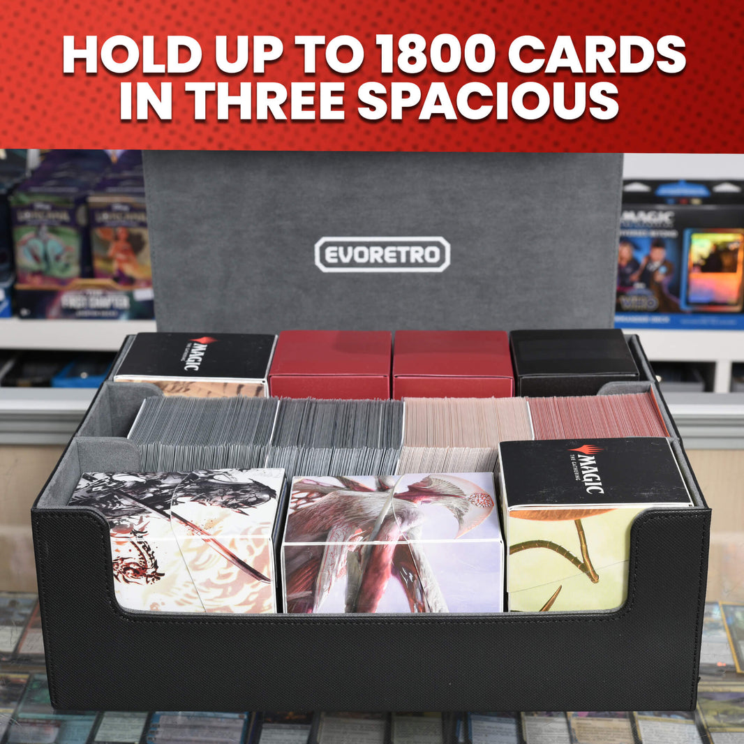 EVORETRO Magnetic Card Deck Storage Box (Holds 1800 Cards)