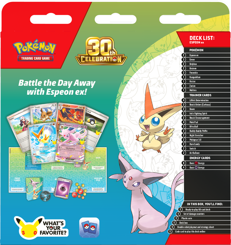Decks de combat Pokémon 30ème anniversaire Mentali EX / Noctali EX (Précommande)