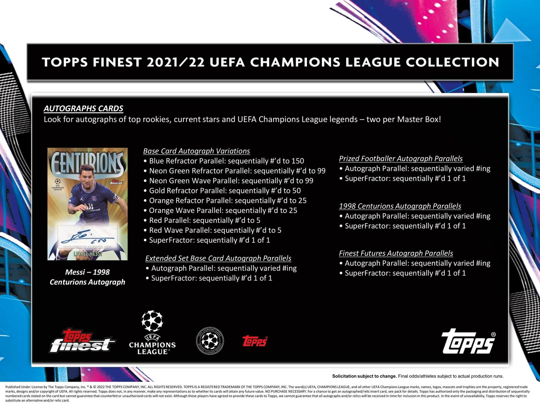 2022 Topps Finest UEFA Champions League Soccer Sealed Hobby Box - Miraj Trading