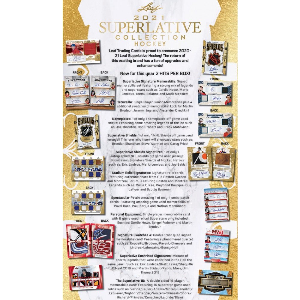 2020-21 Leaf Superlative Collection Hockey Hobby Box (Pre-Order) - Miraj Trading