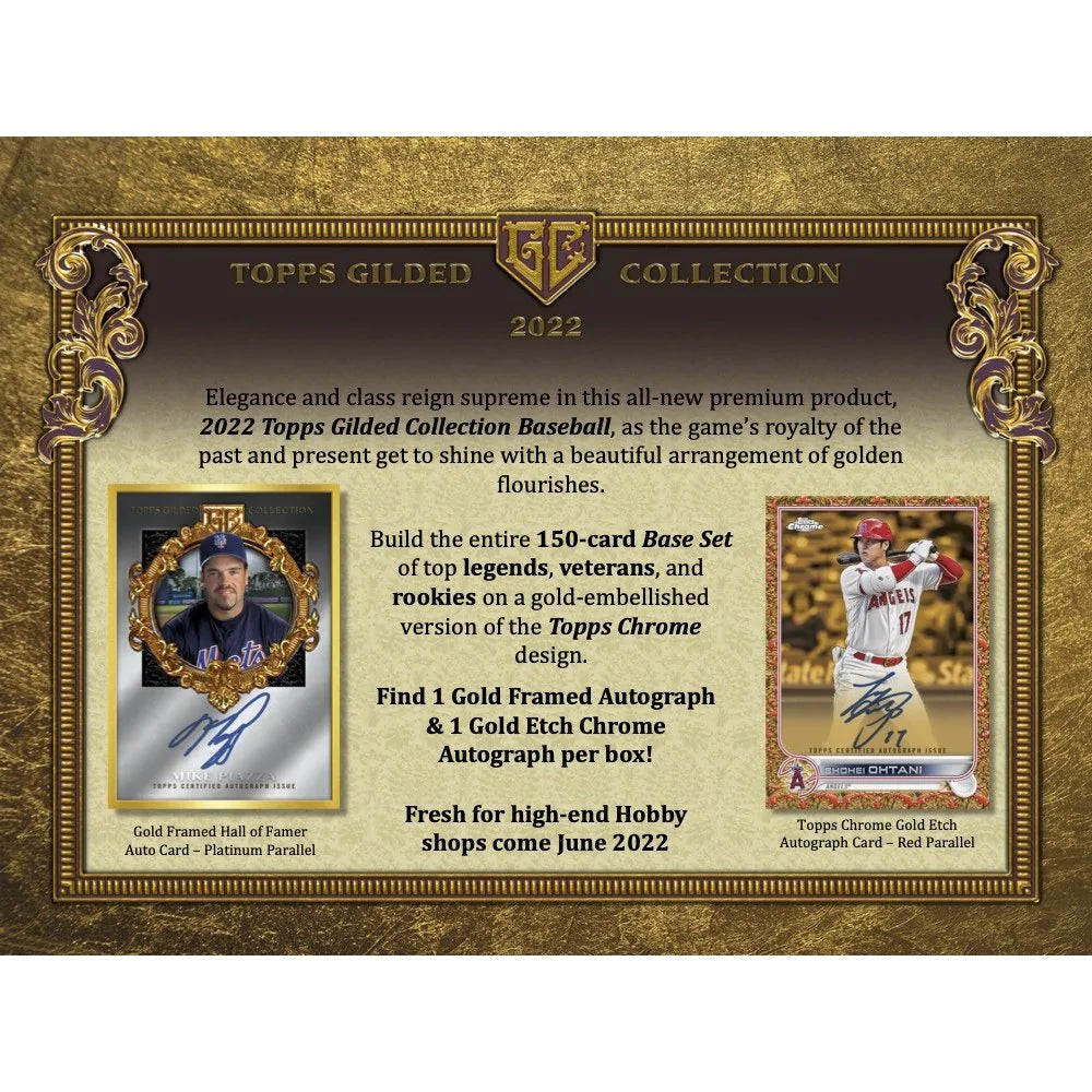 2022 Topps Gilded Collection Baseball Hobby Box (pre-order) - Miraj Trading