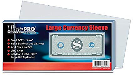 Ultra Pro Sleeve Series Large Currency Sleeves Sized 7-5/8 x 3-3/38 - BigBoi Cards