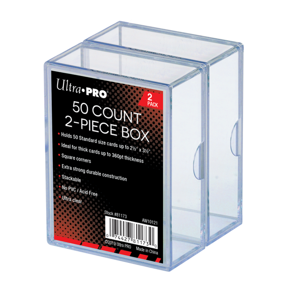 Ultra Pro 2-Piece 50 Count Clear Card Storage Box (2 Pack) - Lot of 5 Storage Boxes - Miraj Trading